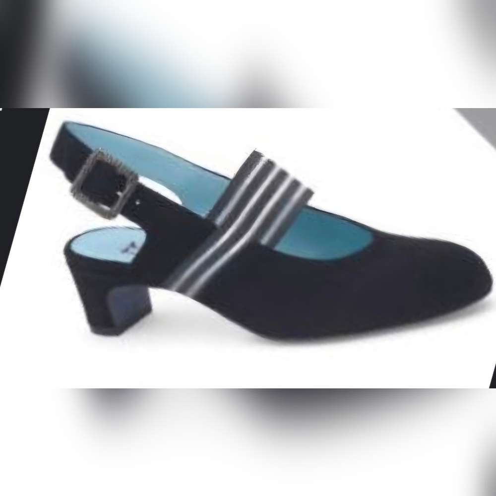 Thierry Rabotin PARMA Black Suede Closed Toe Slingback Pumps.